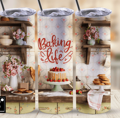 Baking Life tumbler with cake