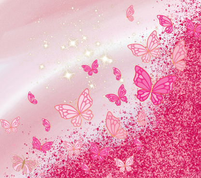 Pink Butterfly Glittery tumbler