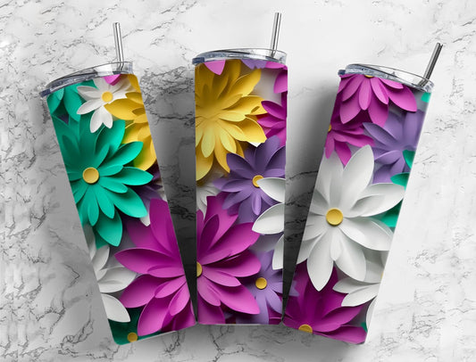 Purple, White, Green and Yellow Daisy tumbler (Copy)