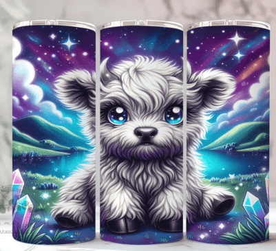 Blue, Purple, Teal highland baby clow tumbler