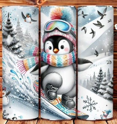 Cute Penguin Snowboarder tumbler