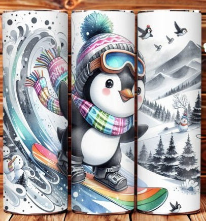 Cute Penguin Snowboarding tumbler