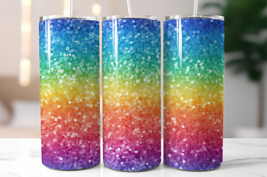Rainbow Glitter tumbler