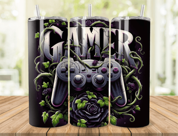 Black and Gray Gamer Tumbler