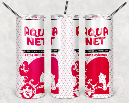 Aqua Net Hair Spray Red and White tumbler