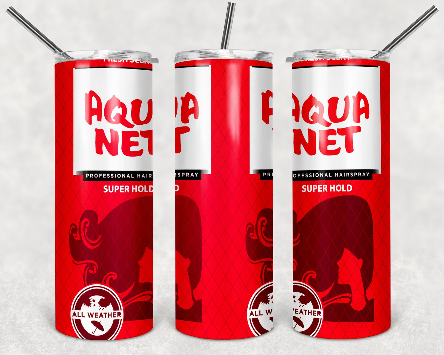 Aqua Net Hair Spray Red and White tumbler