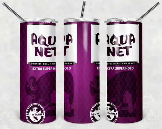 Aqua Net Hair Spray Purple and White tumbler