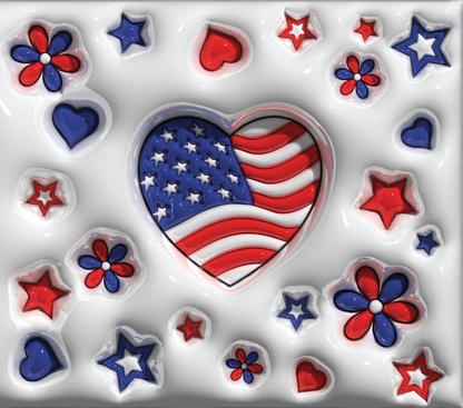 Red White and Blue Heart Tumbler