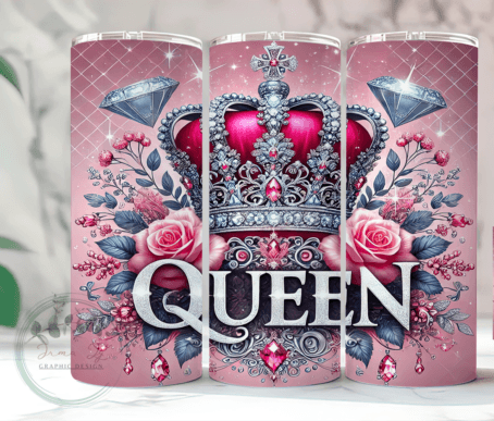 Queen Crown Glitter Tumbler pink