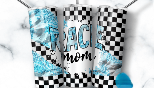 Race Mom Light Blue Checkers