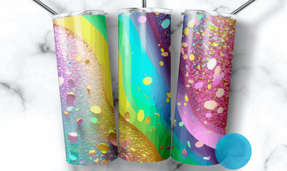 Rainbow Glitter Gold Tumbler