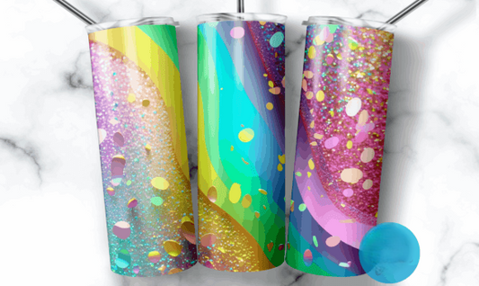 Rainbow Glitter Gold Tumbler
