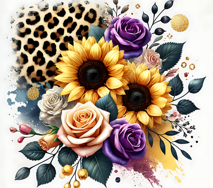 Sunflower peach and purple tumbler