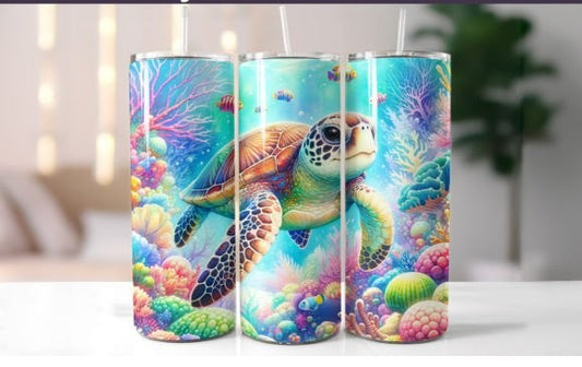 Vibrant Sea Turtle tumbler