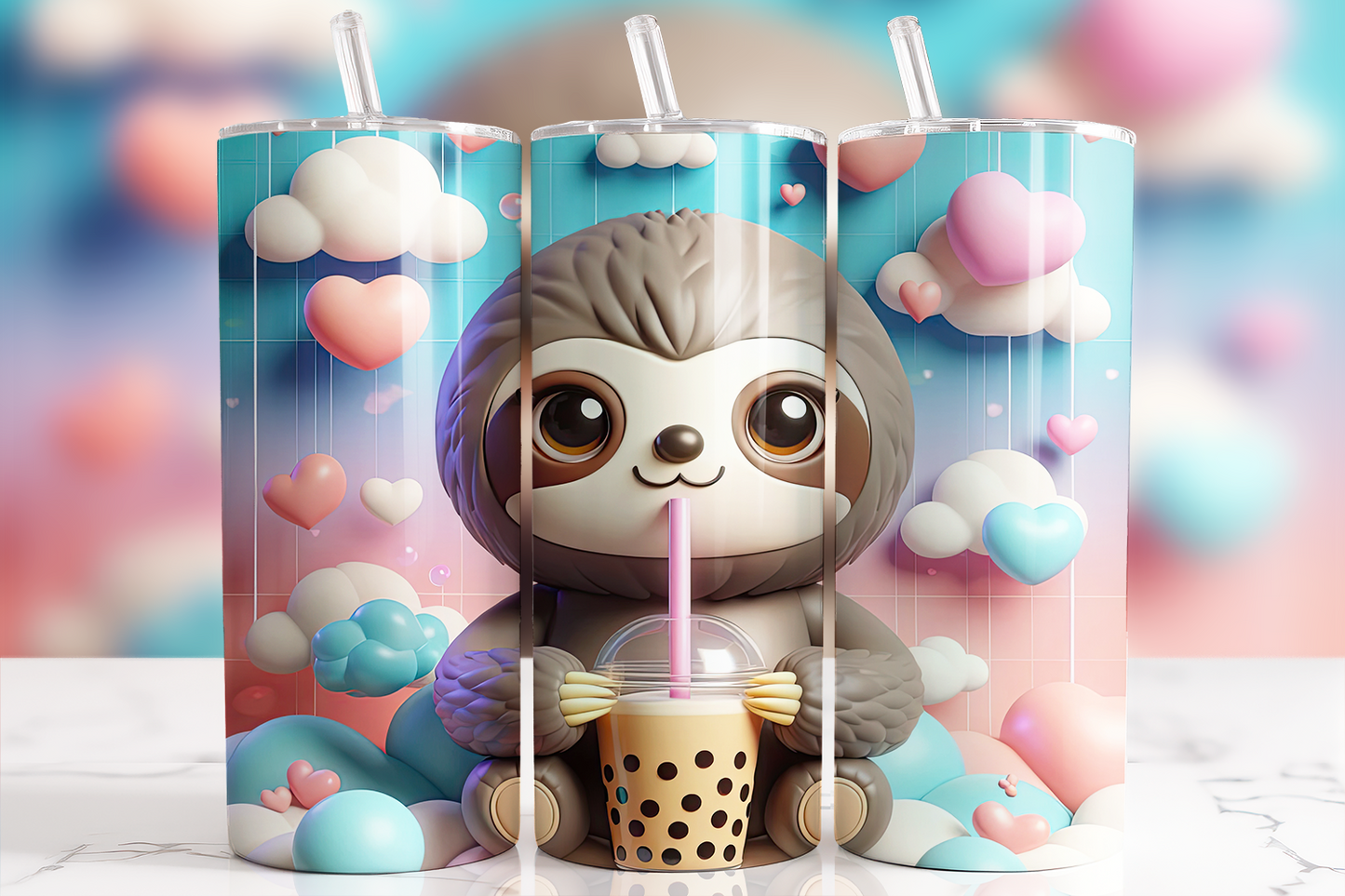 Baby sloth with a Boba Tea