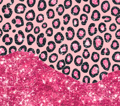 Pink glitter leopard tumbler