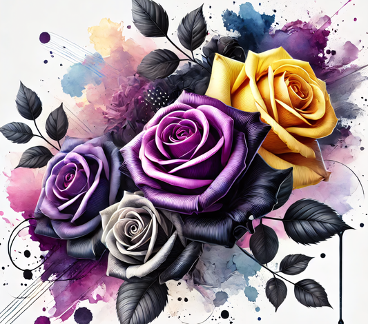 Yellow, white, pink and purple Roses