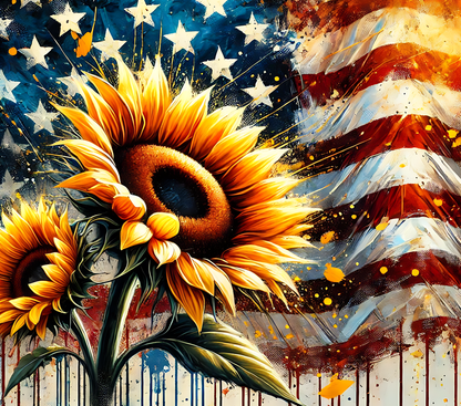 Sunflower American Flag tumbler