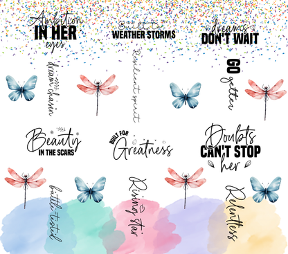 Strong Woman Dragonfly Tumbler