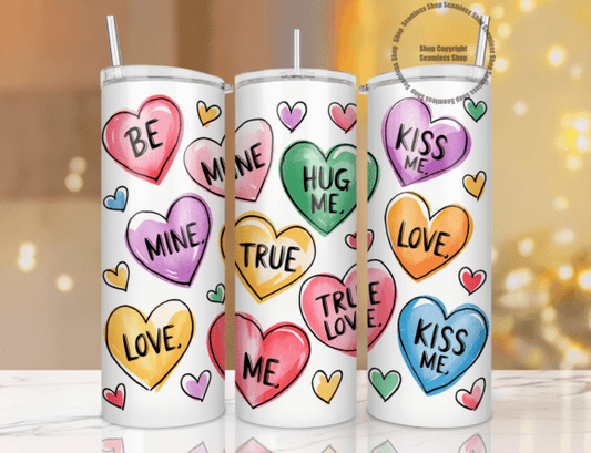 Valentine Candy Hearts tumbler