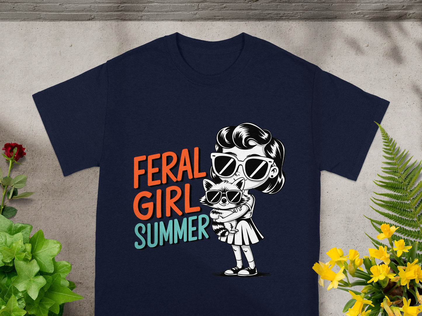 Feral Girl Summer Sunglasses and Cat Graphic T-Shirt