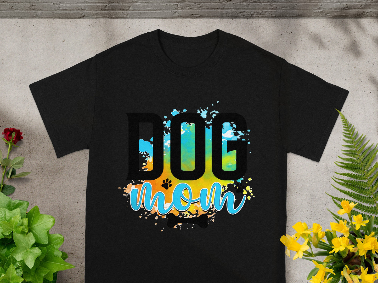Colorful Dog Mom Graphic Tee for Dog Lovers Shirt