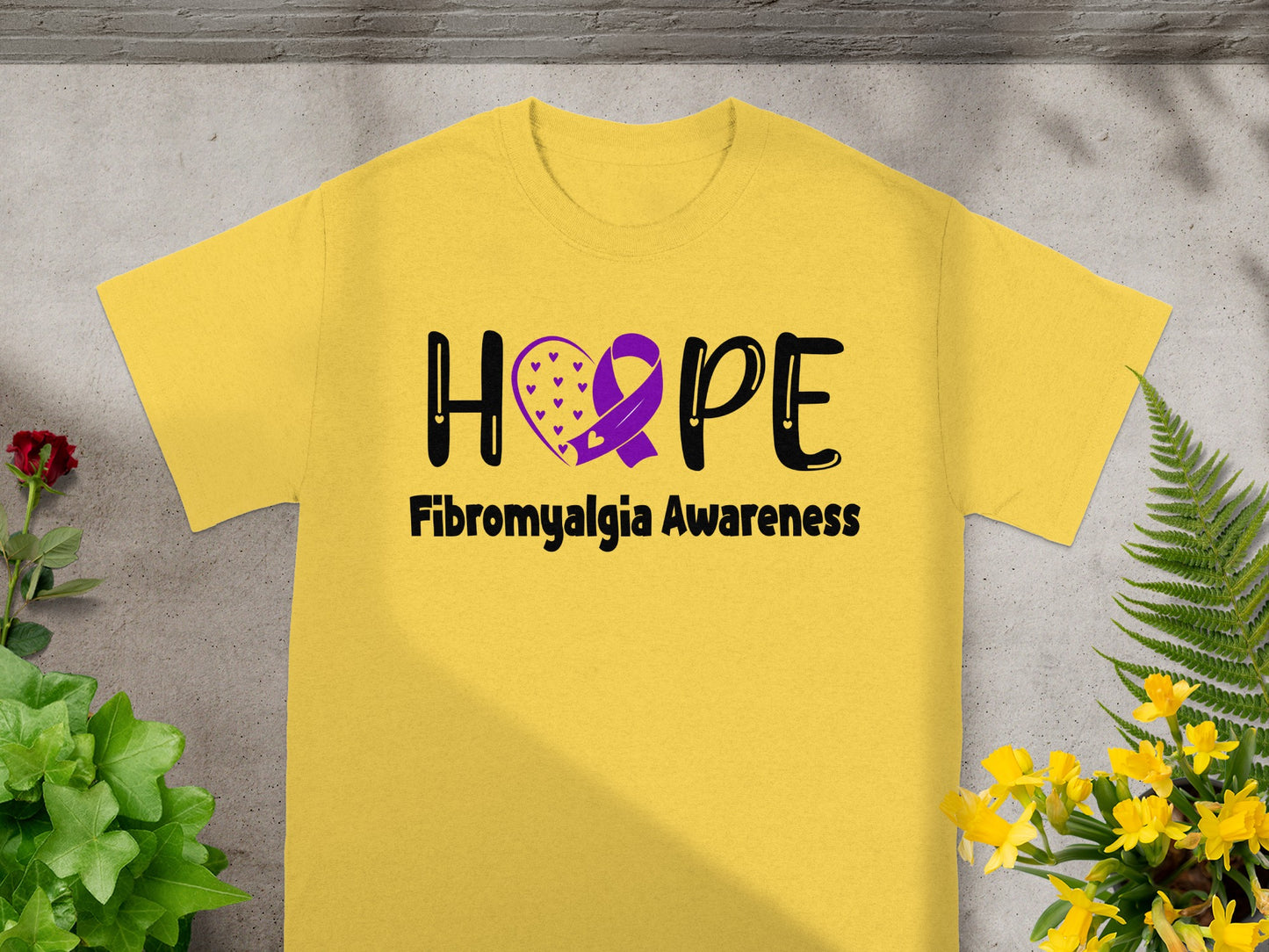 Hope Fibromyalgia Awareness Yellow T-shirt