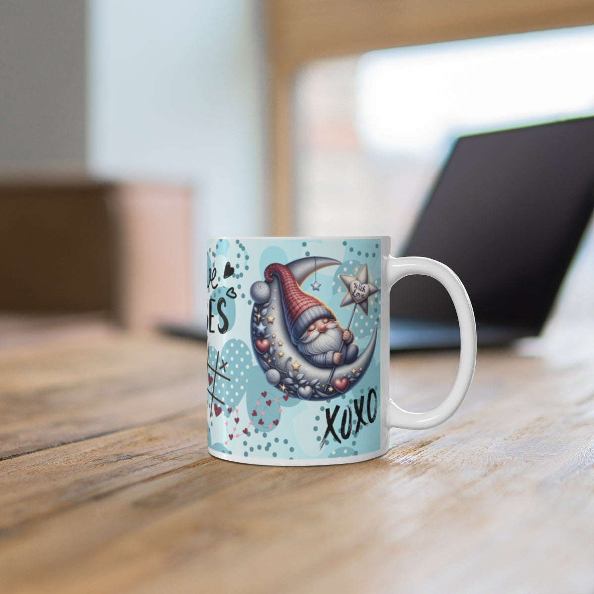 Gnome Good Vibes XOXO Gnome and Moon Coffee Mug