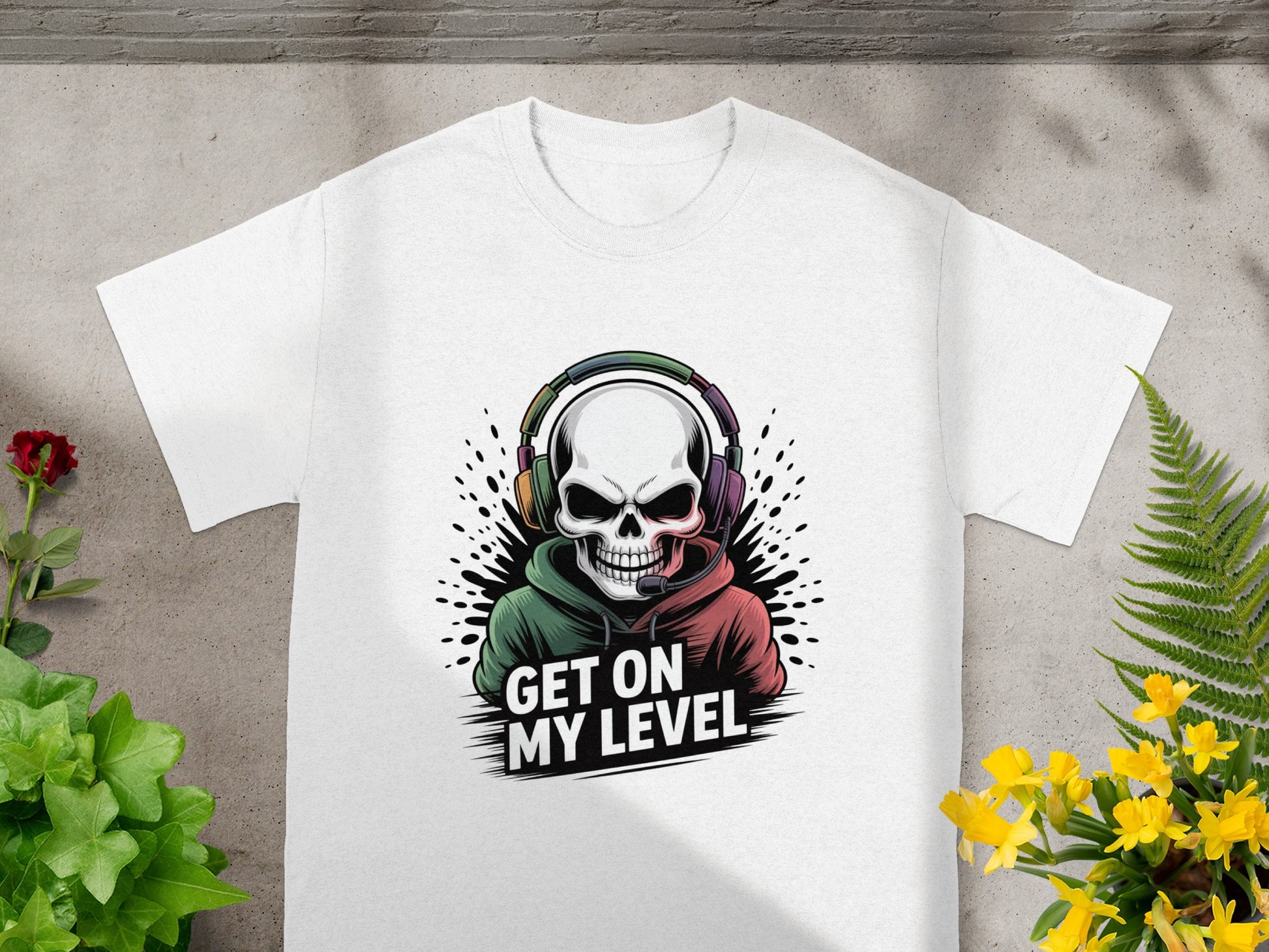 Get On My Level Skull with Headphones T-Shirt