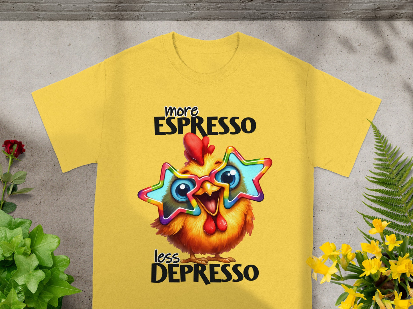 More Espresso Less Depresso Funny Chicken T-shirt