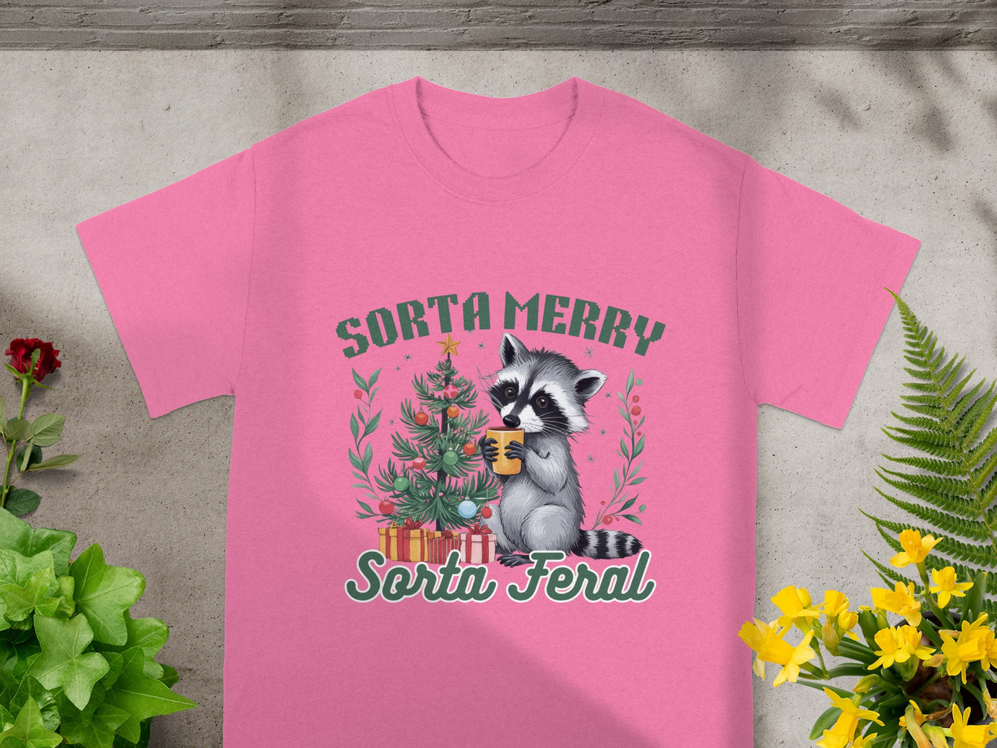 Sorta Merry Sorta Feral Raccoon Holiday Shirt
