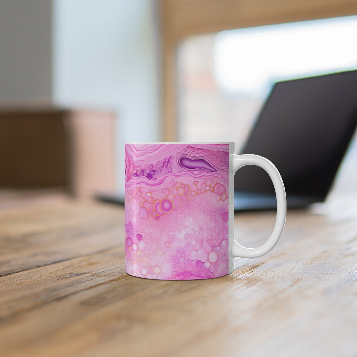 Pink Abstract Art Pattern Coffee Mug for Home Office