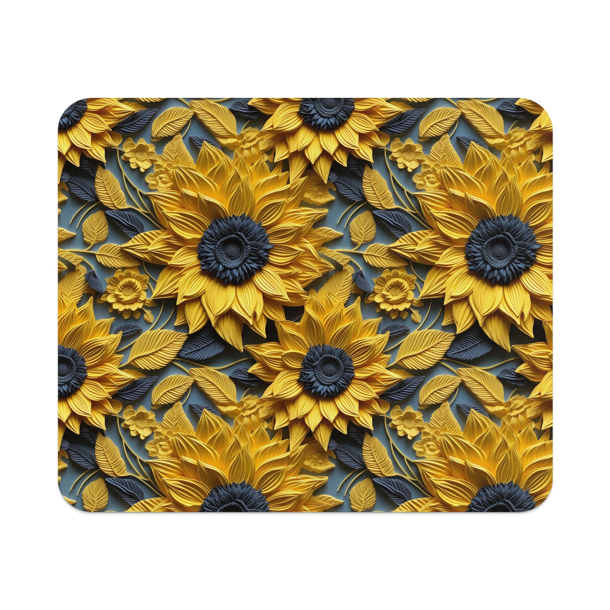 Vibrant Sunflower Pattern Design Custom Mouse Pad