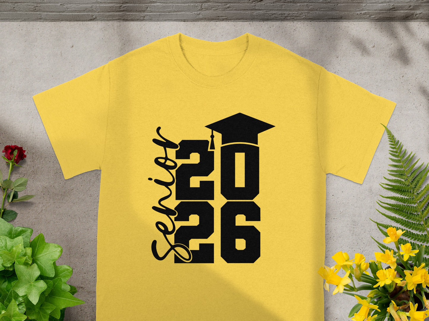 Senior 2026 Graduation Cap Design Yellow Shirt