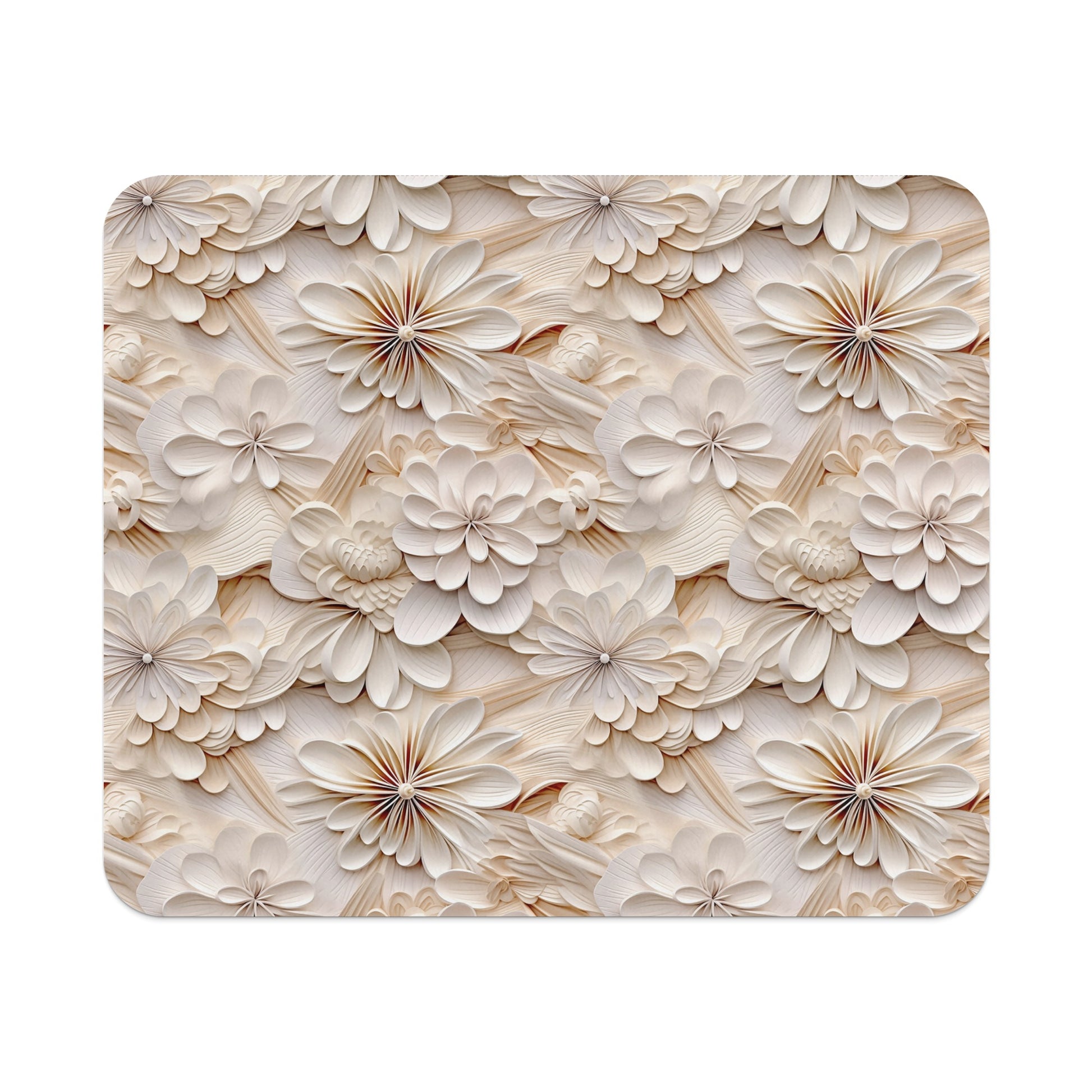 Elegant Beige Textured Floral Pattern Mousepad