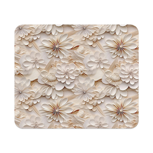Elegant Beige Textured Floral Pattern Mousepad