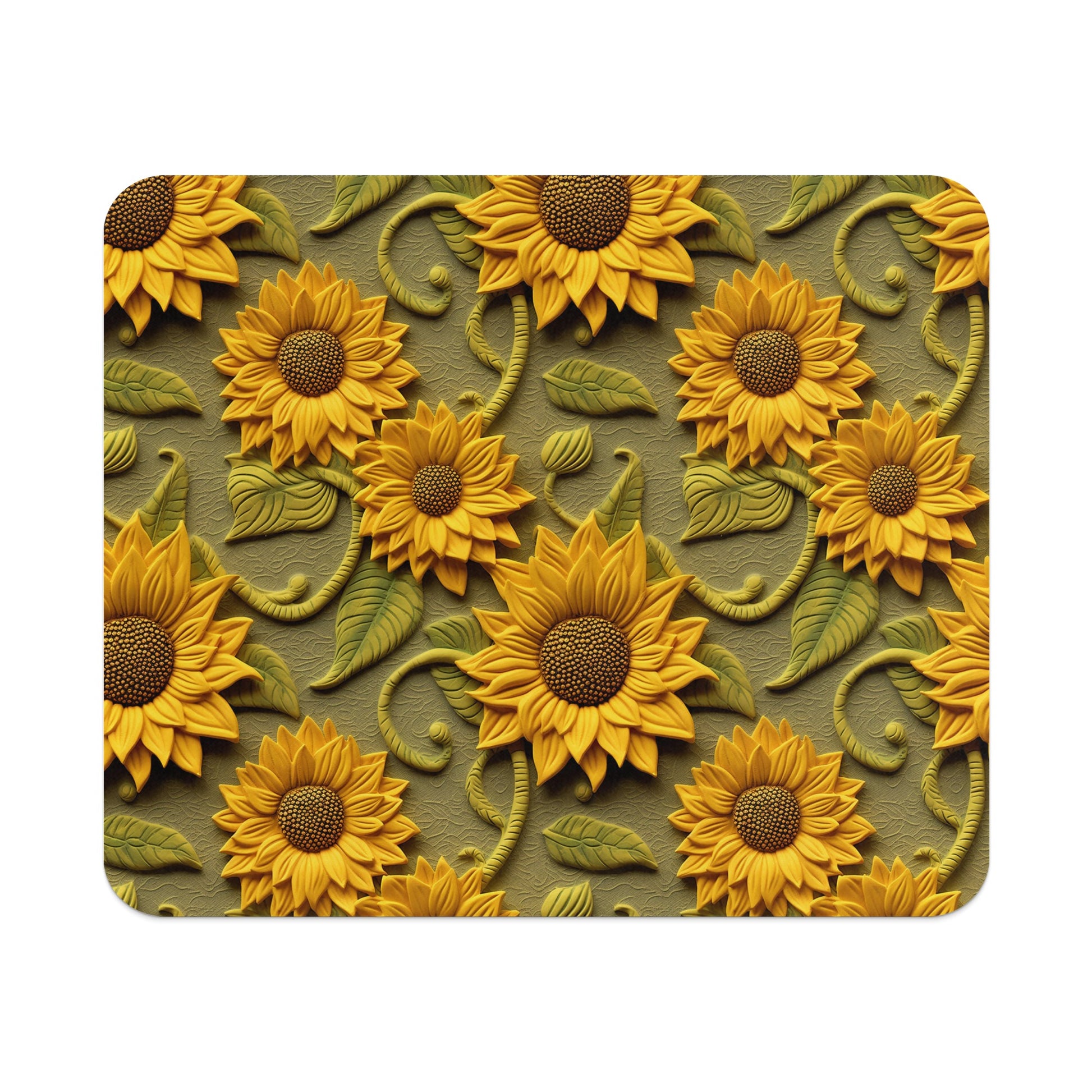 Vibrant Yellow Sunflower Patterned Mouse Pad