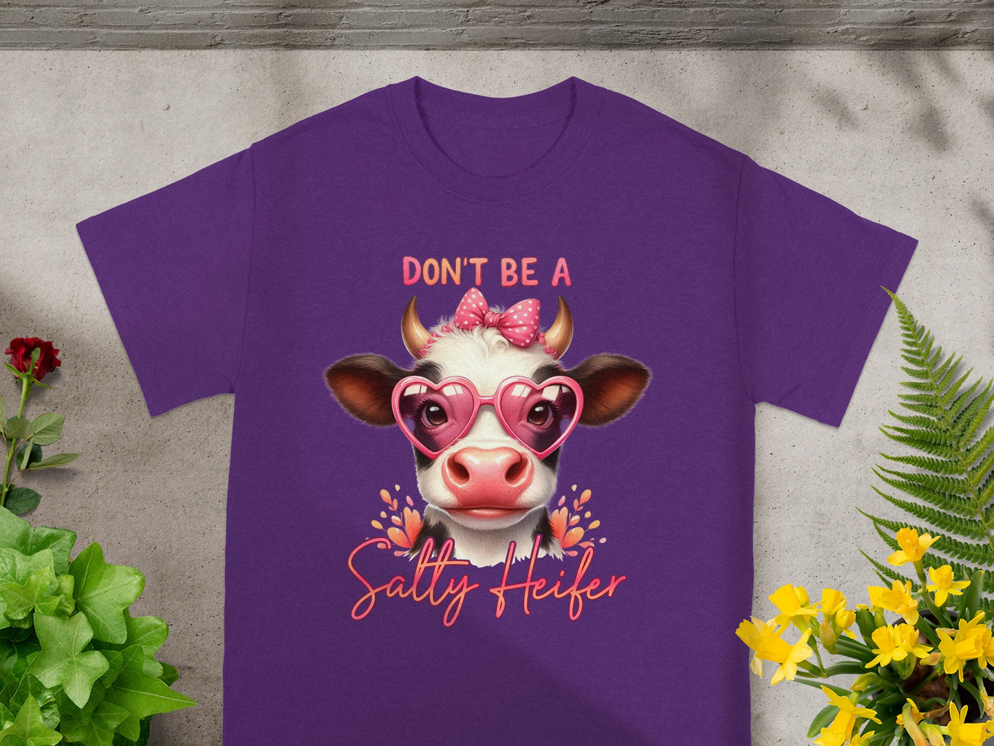 Don't Be a Salty Heifer T-Shirt with Cow Graphic Design