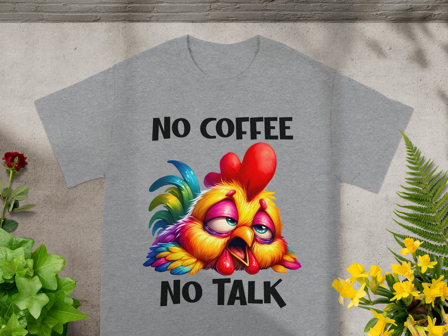 No Coffee No Talk Funny Graphic Rooster T-Shirt