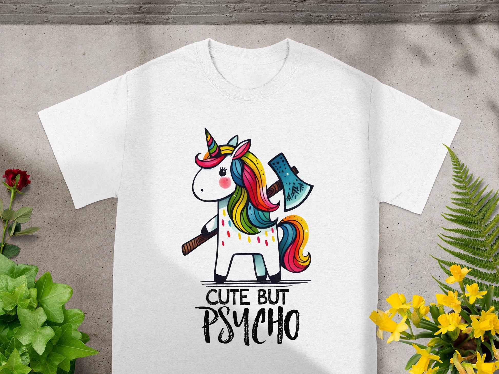 Cute But Psycho Graphic Unicorn T-shirt