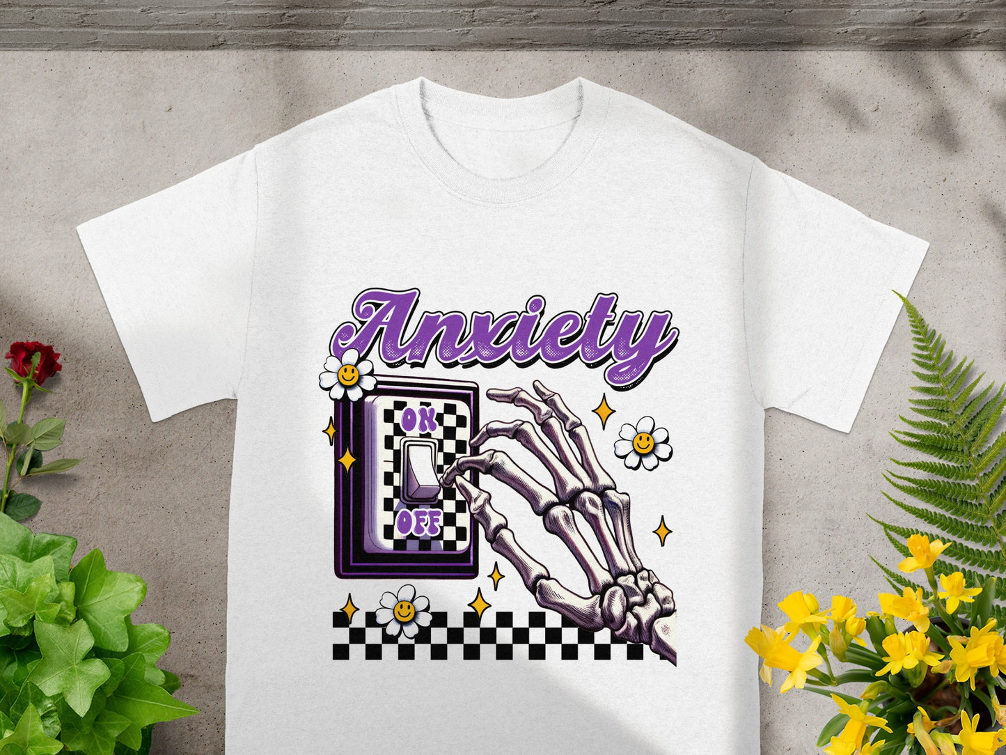 Anxiety ON OFF Skeleton Switch Graphic T-shirt
