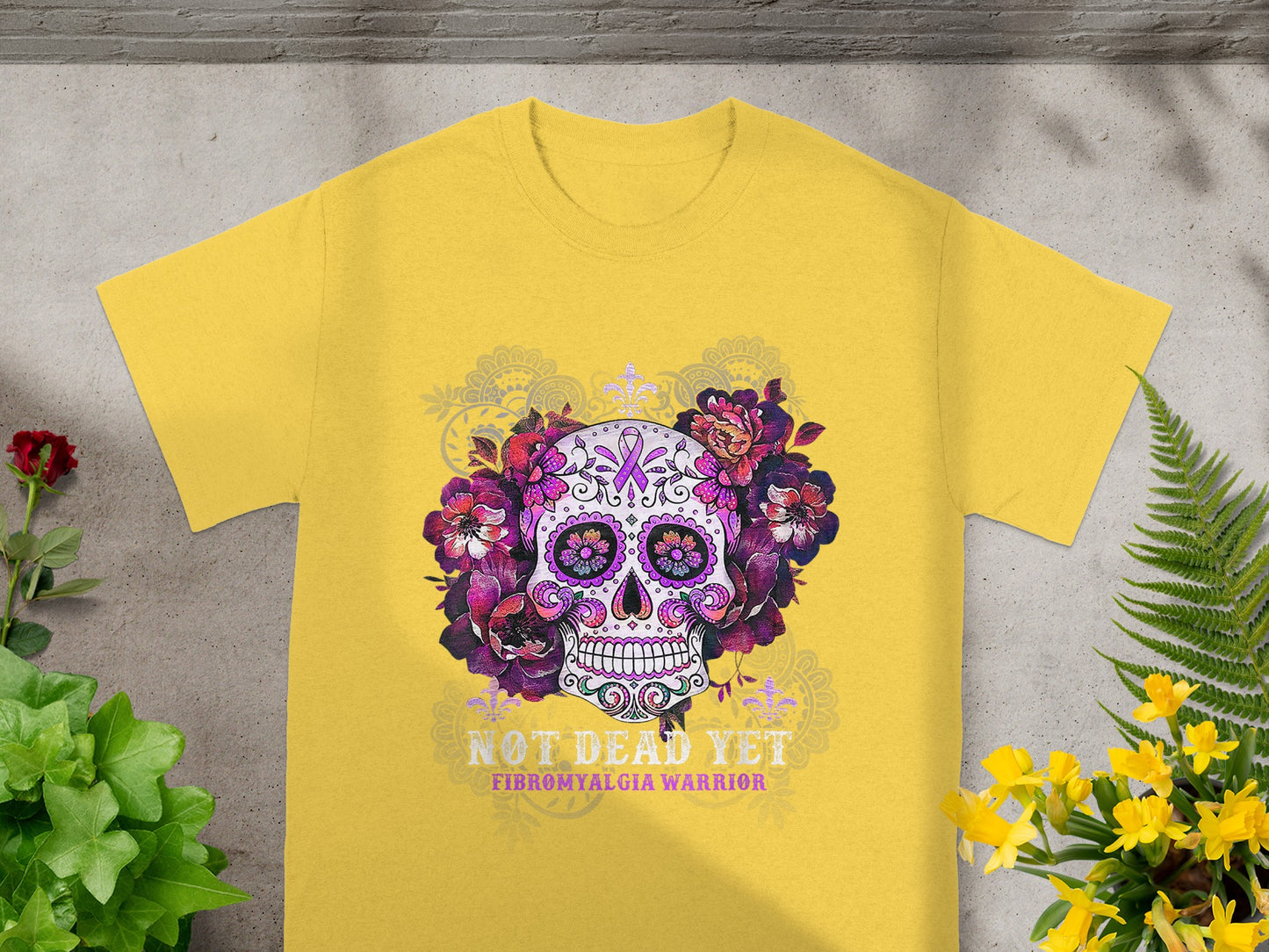Not Dead Yet Fibromyalgia Warrior Skull Graphic Shirt