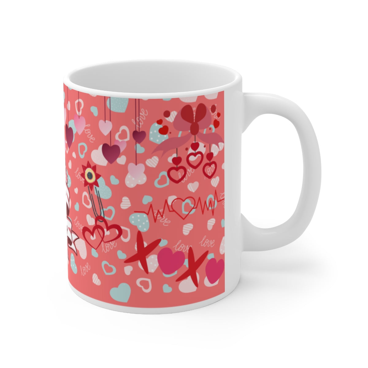 Valentine Hearts and Love Icons Print on Mug