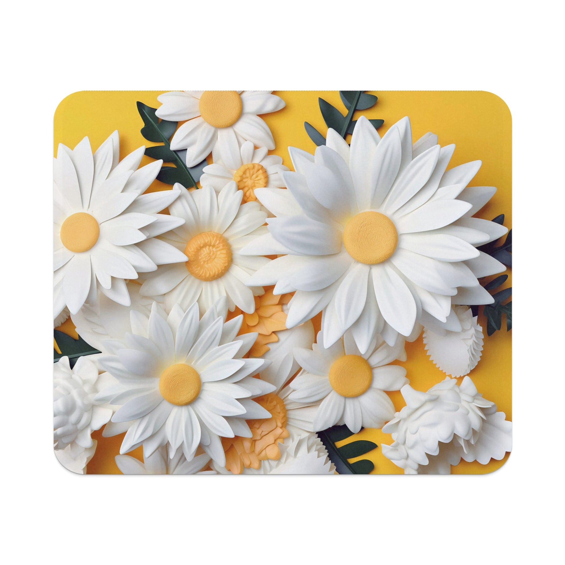 Beautiful White and Yellow Floral Design Mousepad