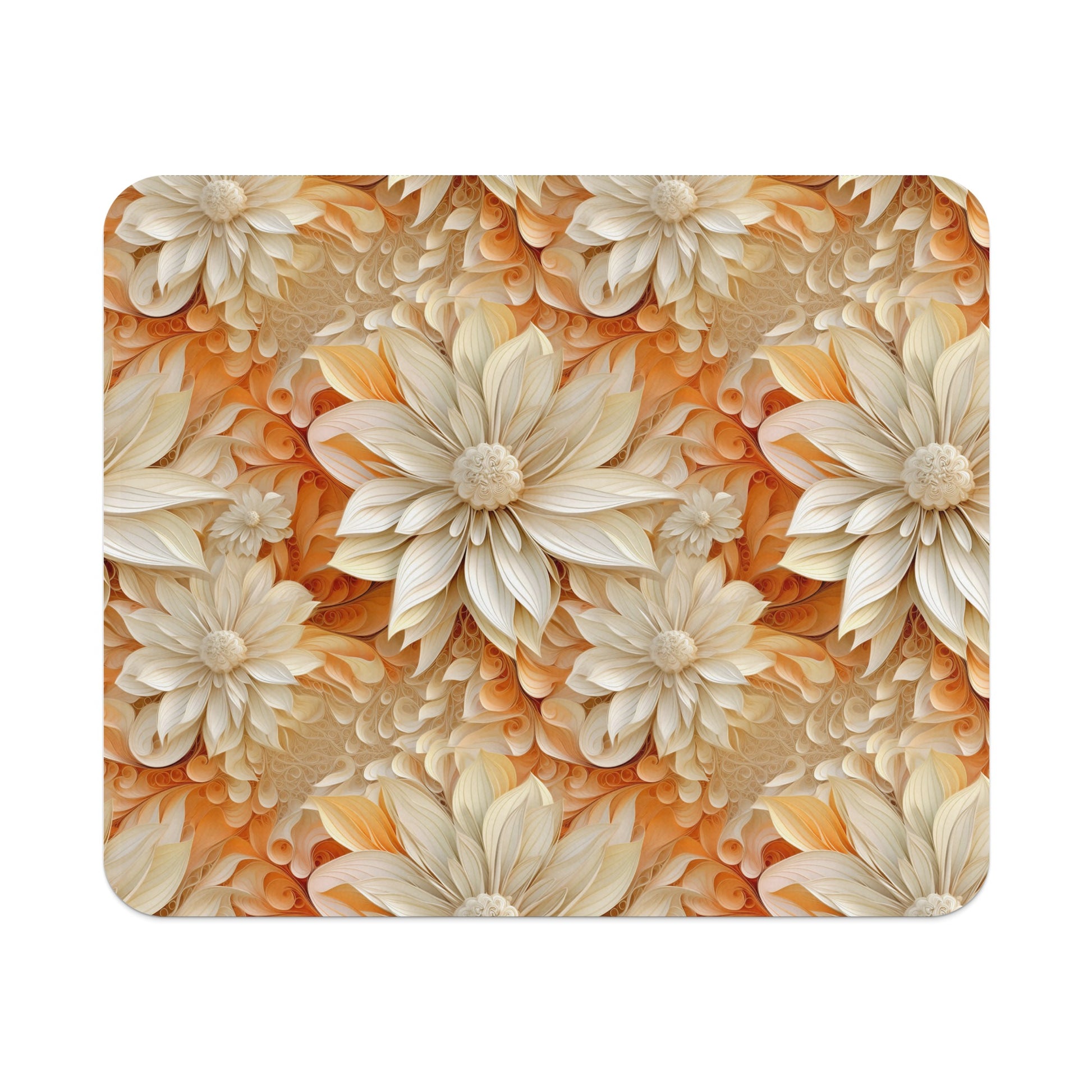 Vibrant Floral Orange Blossoms Decorative Design Mat