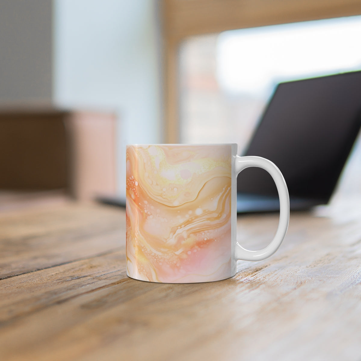 Abstract Coral and Peach Marbled Mug Coffee Cup