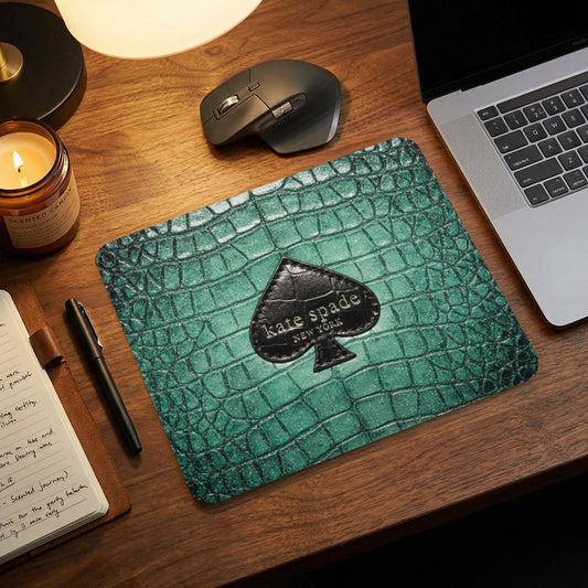 Kate Spade New York mousepad with a teal crocodile texture.