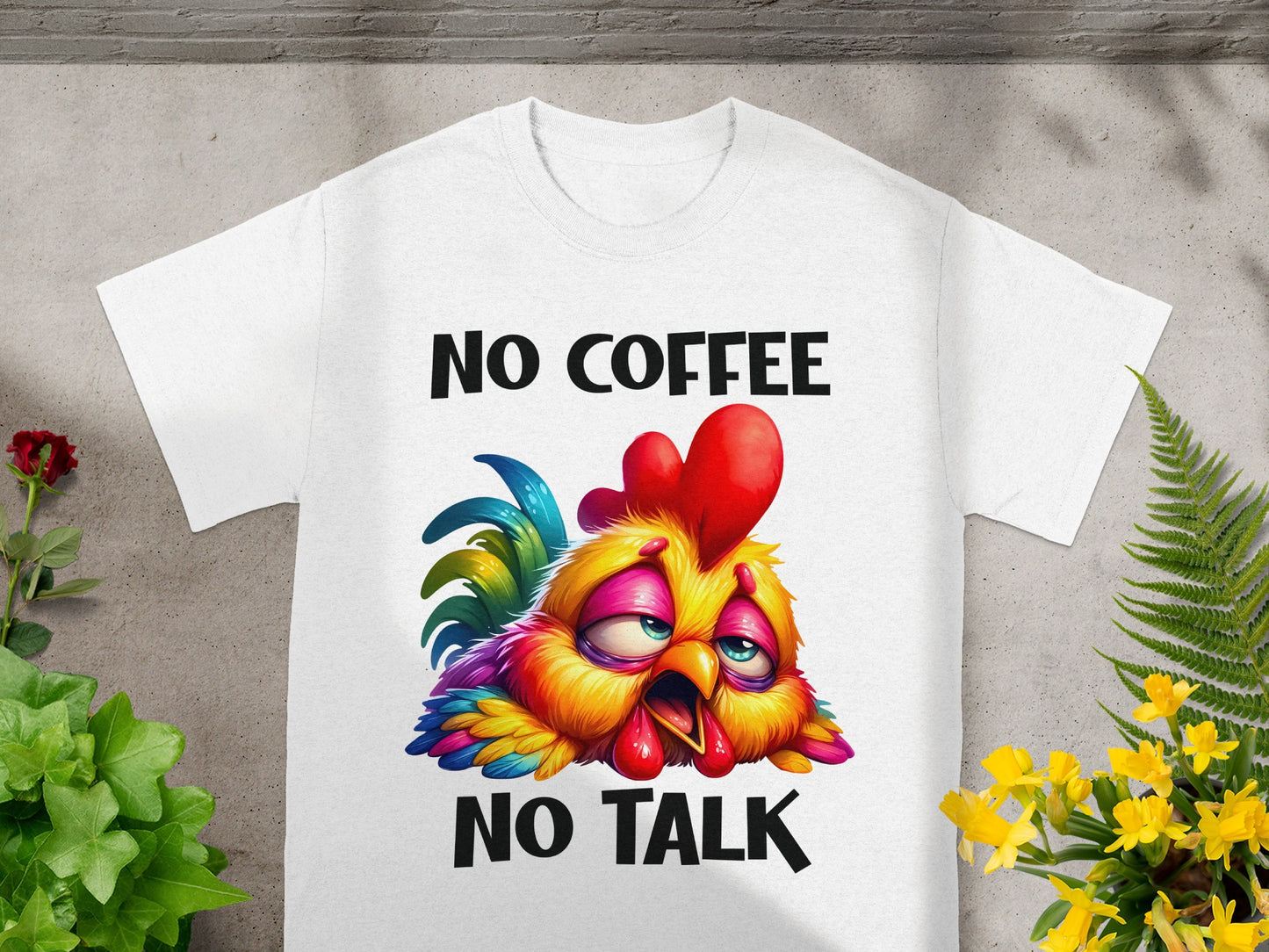 No Coffee No Talk Funny Chicken Graphic T-Shirt