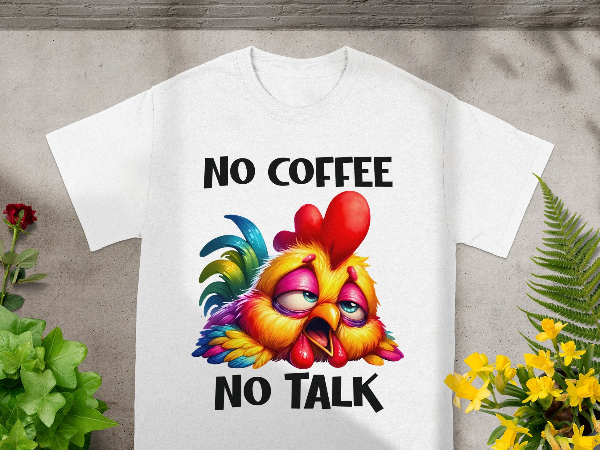 No Coffee No Talk Funny Chicken Graphic T-Shirt