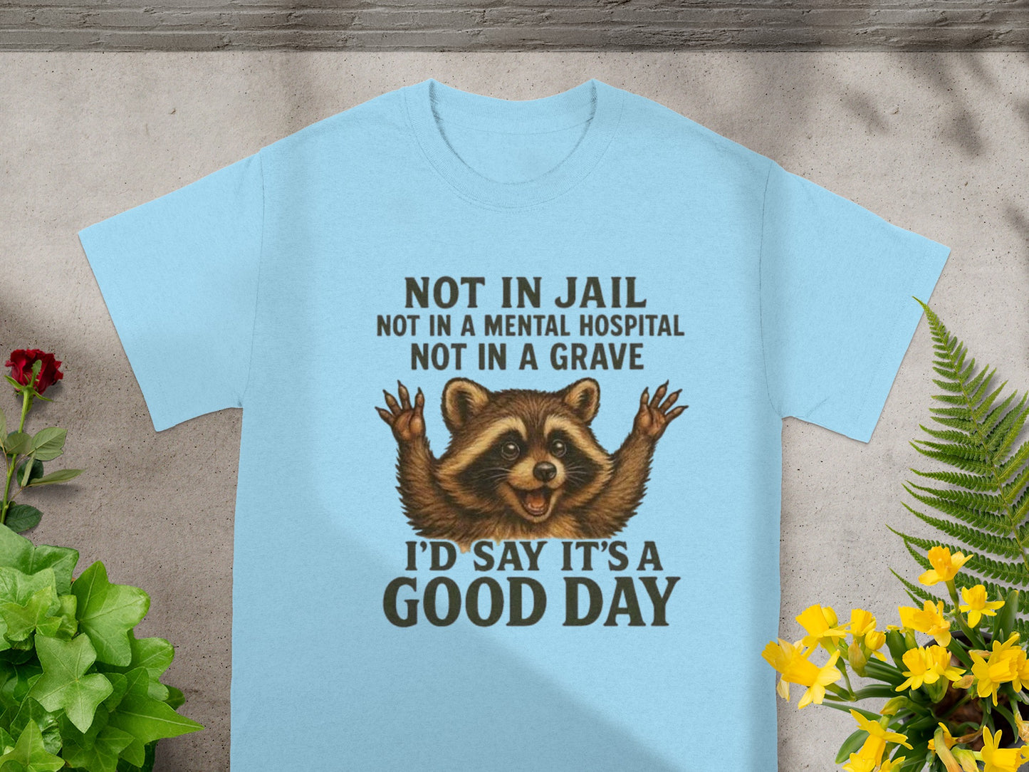 Funny Raccoon Not In Jail Good Day T-shirt